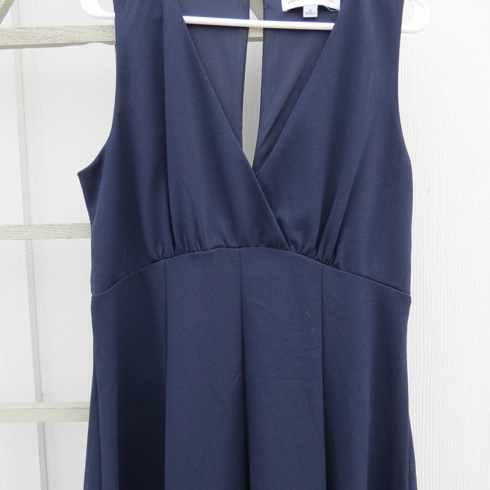 Emma & Michelle Navy Pleated Button Swing Dress - Picture 3 of 7